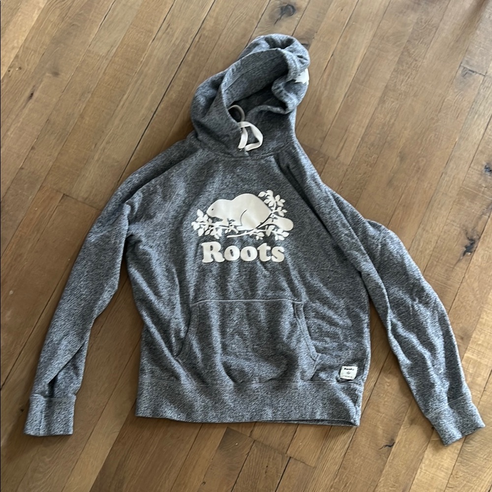Roots Charcoal Hoodie with Logo